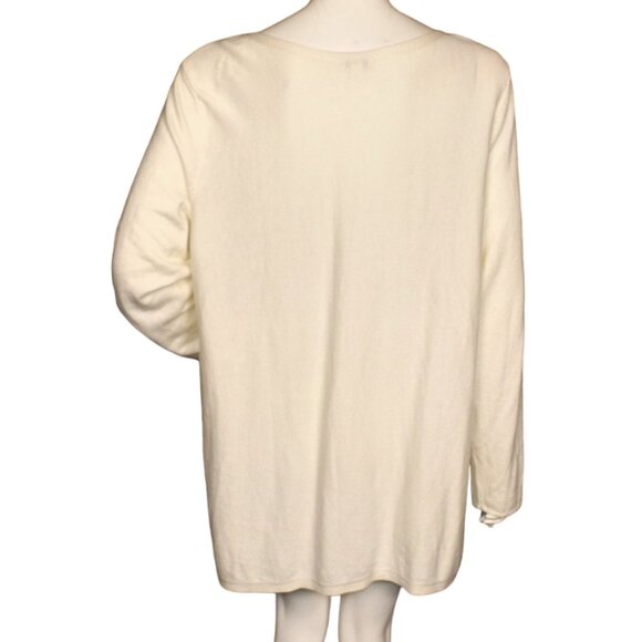 J.JILL Cotton Sweater, XL, Winter white, Long sleeve, Pullover, Crew neck, Ecru - Picture 4 of 10